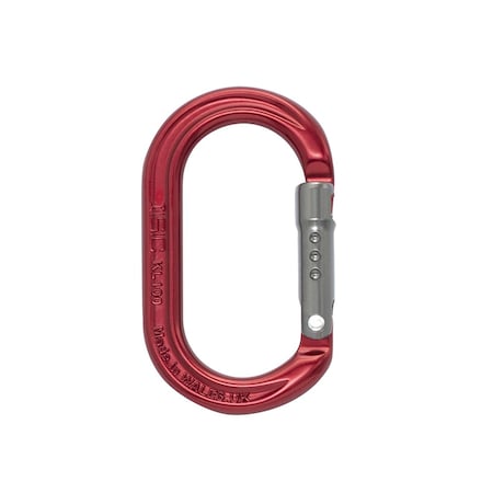 Isc Carabiner, Straight, 2.9 in. Length, Aluminum, Red/Silver ISCAC-STG